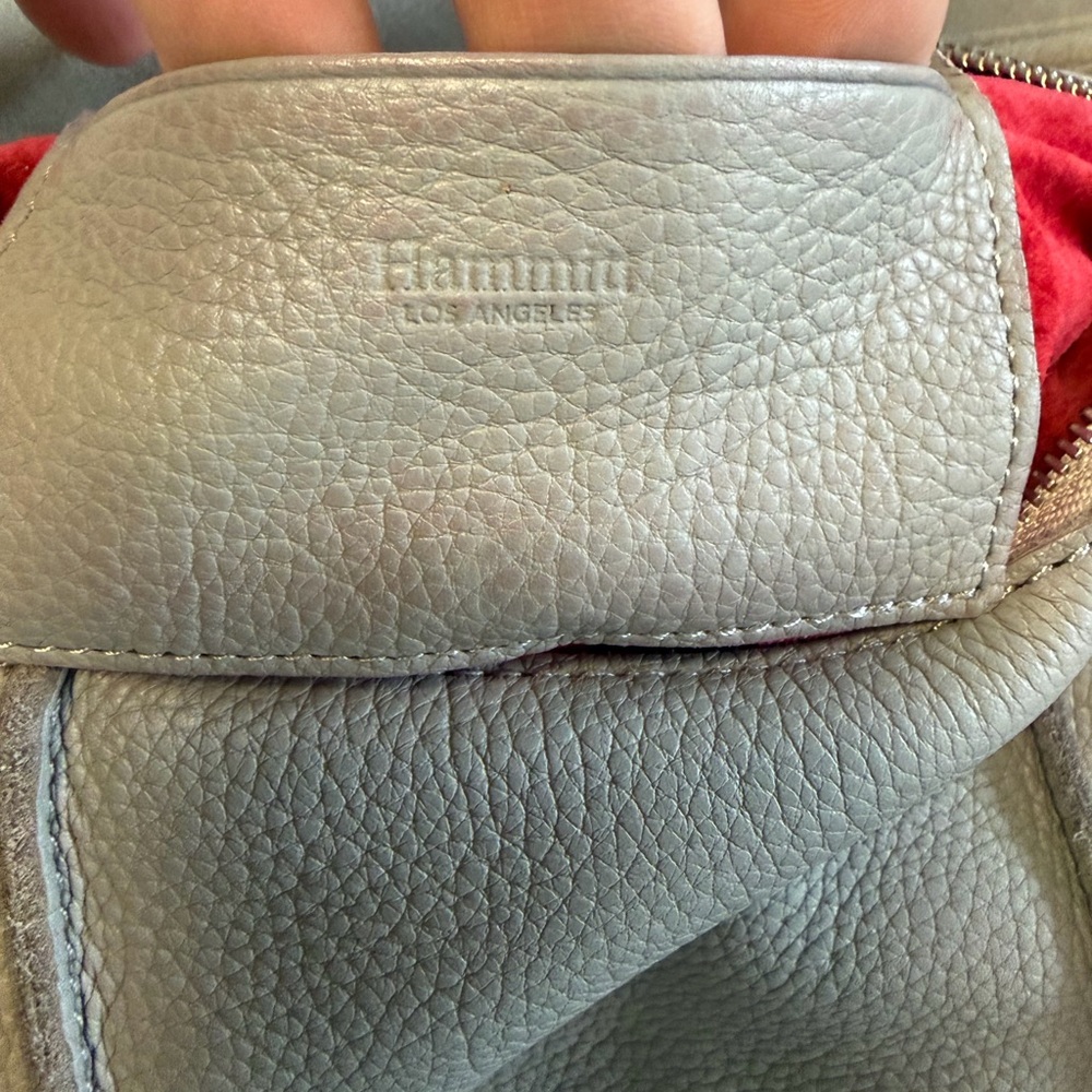💙HAMMITT! Authentic VIP Medium leather crossbody clutch Pew/Pebbled gray leather - Picture 8 of 9